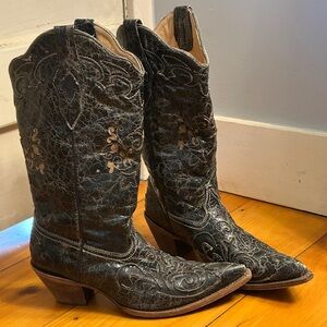 Corral Black Embroidered & Inlayed Western Cowboy Boots
